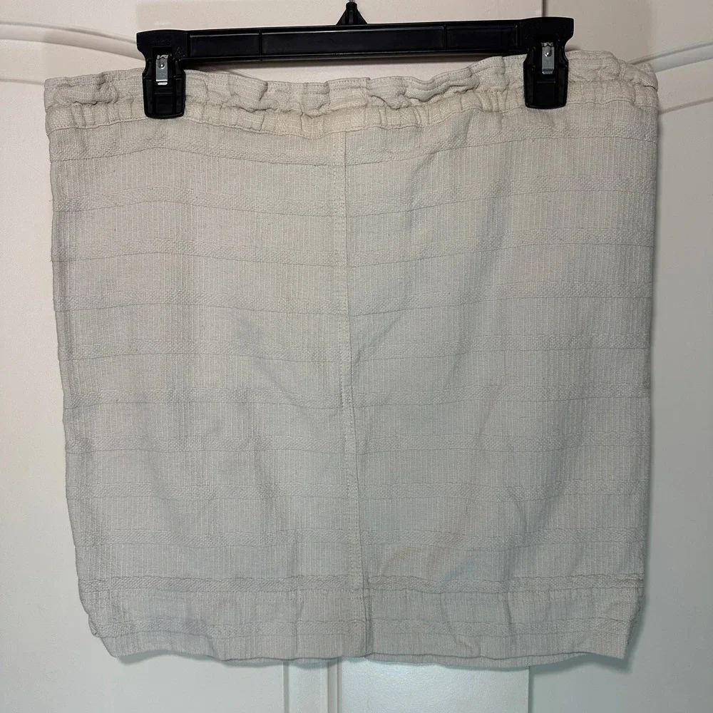 Loft‎ Cream Mini Skirt Linen Cotton Blend Drawstring Pockets Womens Small Petite